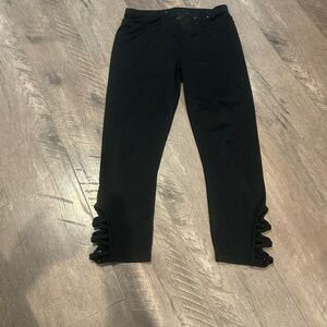 Flirtitude Black Jeggings with Ruffle Hem